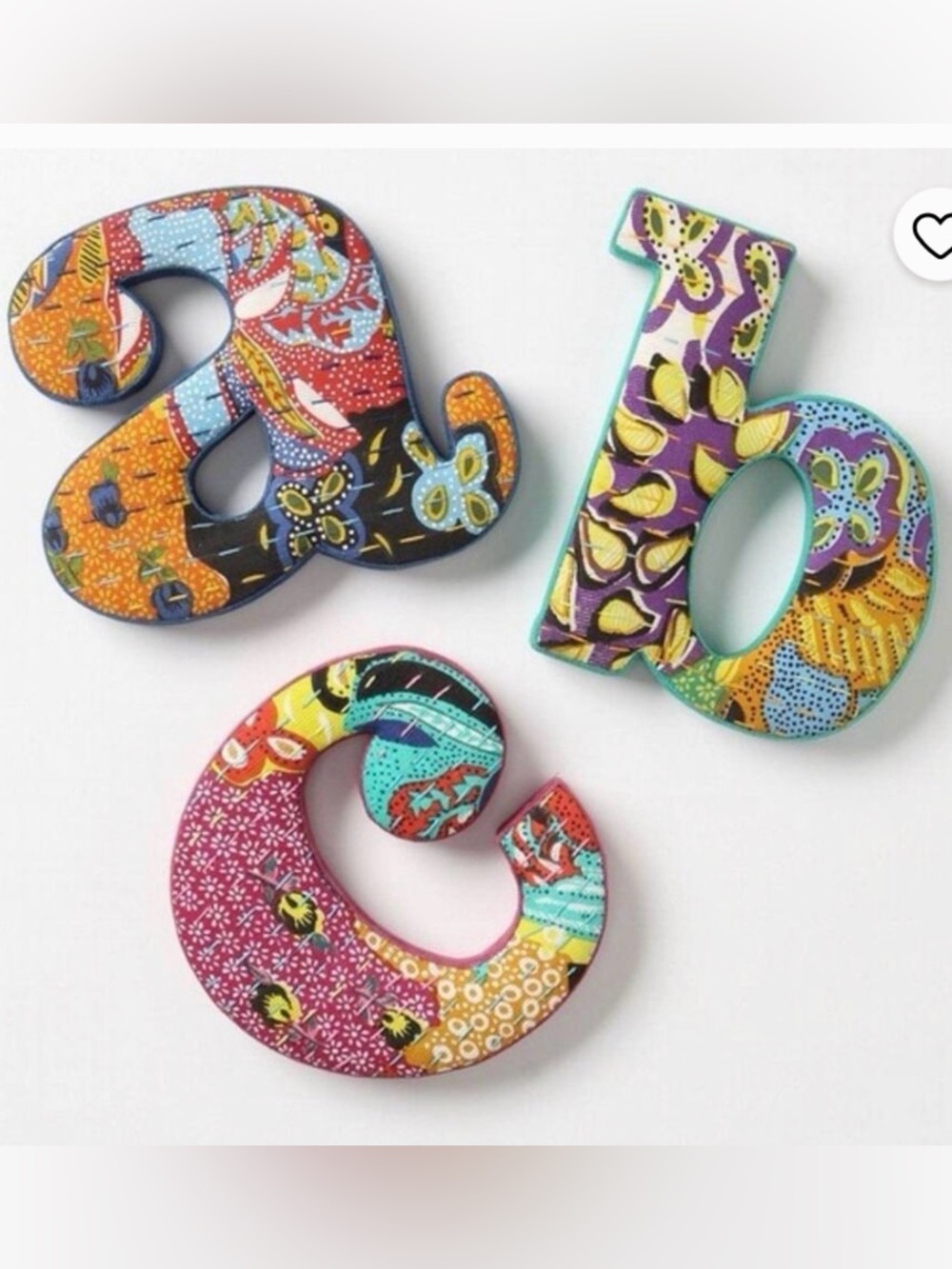 Anthropologie Quilted Colorful Alphabet Wall Decor Letters: E, I, L, P, S, T, U